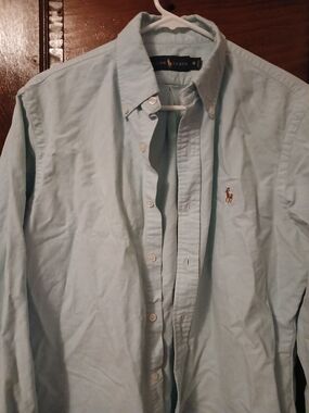 Ralph Lauren Pale Blue Button-Down Oxford Shirt with Pony Logo